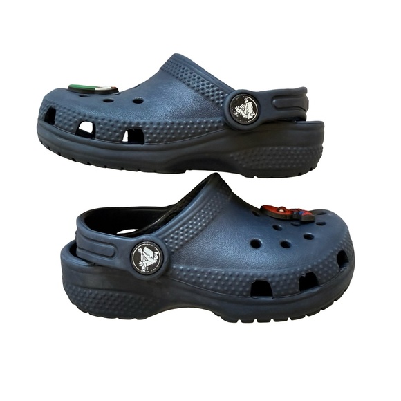 Crocs Navy Blue Clogs with Charms Size 8 Kids - Picture 2 of 7